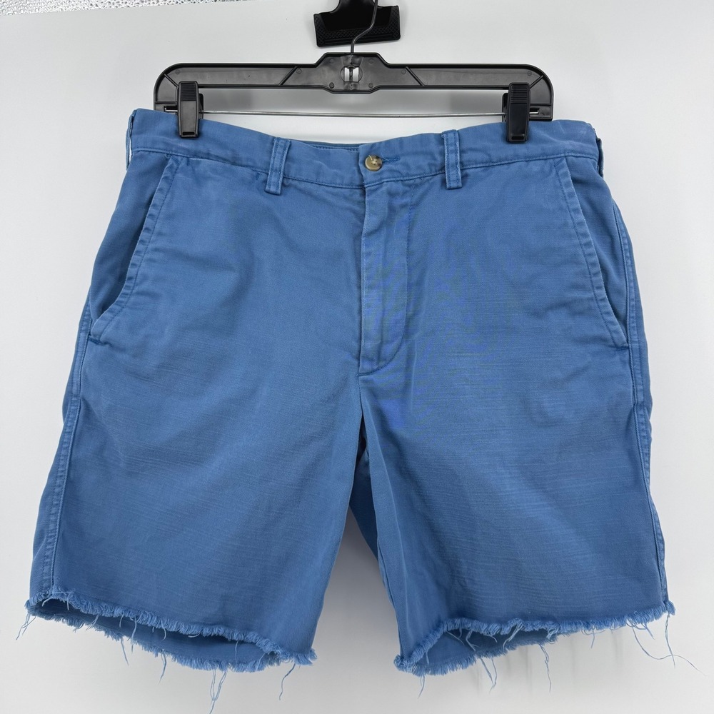 Polo Ralph Lauren Salinger Chino Shorts Mens 32 Blue Raw Hem Straight Fit Cotton
